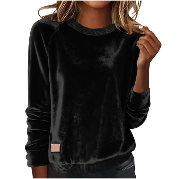 Levmjia Womens Sweatshirt Casual Long Sleeve Round Neck Solid Color Pullover Comfortable Soft Warm Jacket Work Holiday Commute Home Relaxation