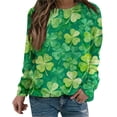 thumbnail image 1 of Levmjia Womens Sweatshirts Fashion Loose Round Neck Solid Color Long Sleeve St. Patrick's Day Printed Casual Shirt Holiday Breathable Comfortable Work Home Wear, 1 of 7