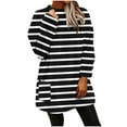 thumbnail image 1 of Levmjia Womens Sweatshirts Long Sleeve Cotton Warm Round Neck Pocket Plush Casual Pullover Comfortable Breathable Striped Printed Top Work Holiday And Home Relaxation, 1 of 9