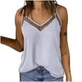 thumbnail image 1 of Levmjia Womens Tank Tops Casual Fashion Sleeveless Camisole With Straps V Neck Pure Color Blouse Polyester Patchwork Solid Color Top Vacation Party Daily Wear, 1 of 8
