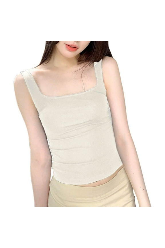 Womens Sleeveless Tank Tops Casual V Neck Summer Blouse Soft Polyester Spandex Stretchy Comfortable Loose Fit Solid Color T Shirt for Daily Wear