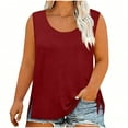 thumbnail image 1 of Levmjia Womens Tank Tops Casual Summer Sleeveless Camisole Polyester Solid Color Loose Fit Round Neck Side Slit Basic Tee Shirt Vacation Daily Wear, 1 of 7
