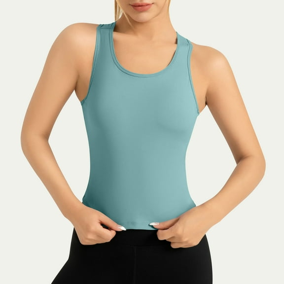 Levmjia Womens Tank Tops Cotton Spandex Sleeveless Casual Summer Crew Neck Slim Fit Solid Color Basic Tee Shirt for Women Yoga Workout Daily Wear