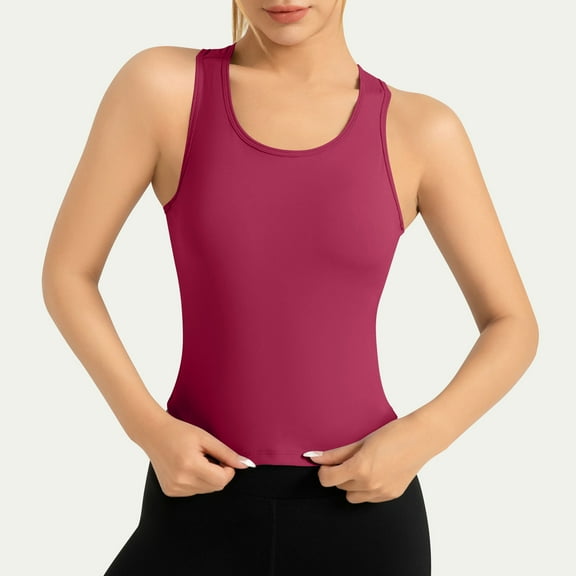 Levmjia Womens Tank Tops Cotton Spandex Sleeveless Casual Summer Crew Neck Slim Fit Solid Color Basic Tee Shirt for Women Yoga Workout Daily Wear