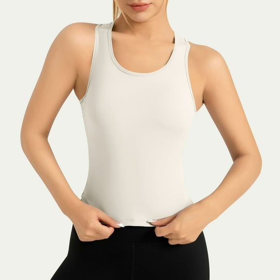 Levmjia Womens Tank Tops Cotton Spandex Sleeveless Casual Summer Crew Neck Slim Fit Solid Color Basic Tee Shirt for Women Yoga Workout Daily Wear