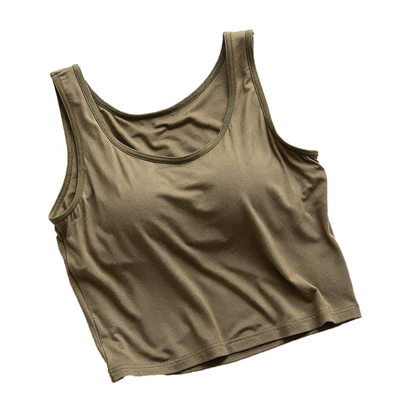 Levmjia Womens Tank Tops Fashion Sleeveless Round Neck Casual Tops Soft Pullover Modal Solid Color Built In Bra Base Shirt Everyday Wear Summer