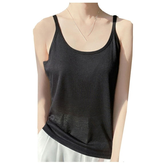 Levmjia Womens Tank Tops Fashion Vest Sleeveless Round Neck Casual Comfortable Cotton Blend Pullover Solid Color Basic Tee Shirt Spring Summer