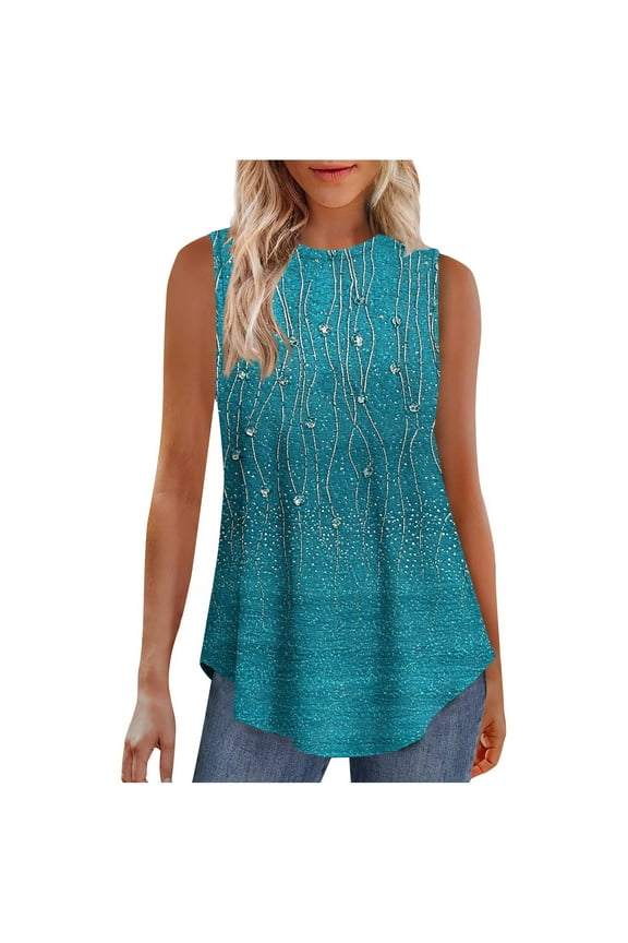 Womens Tank Tops Sleeveless Round Neck Casual Summer Blouse Soft Stretchy Polyester Spandex Comfortable Fashion Tee for Daily Wear Workout