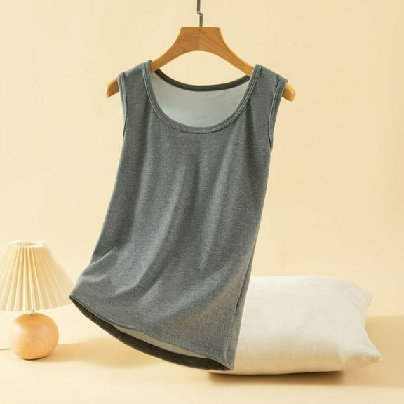Levmjia Womens Thermal Underwear Round Neck Vest Sleeveless Cashmere Seamless Base Layer Tops Soft Warm Comfort Fit Winter Essentials Autumn and Winter