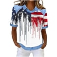 thumbnail image 1 of Levmjia Womens Top Summer Casual T Shirt Printed Short Sleeve Round Neck Polyester Blouse Independent Day Fashion Loose Fit Comfortable Daily Wear, 1 of 7