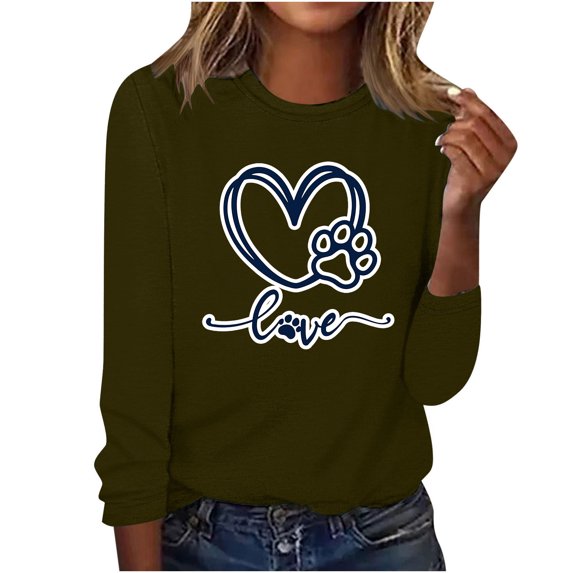 Levmjia Womens Tops Casual Fashion 3/4 Sleeve Blouse Soft Polyester Round Neck Printed Pullover Tee Shirt for Women Comfortable