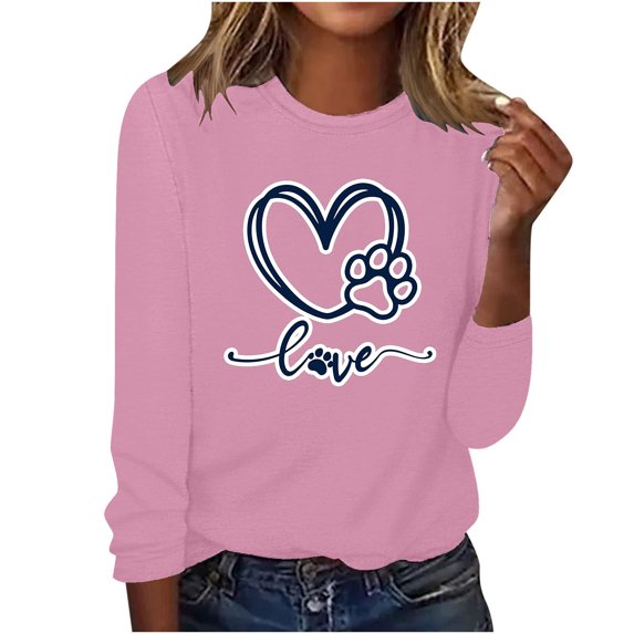 Levmjia Womens Tops Casual Fashion 3/4 Sleeve Blouse Soft Polyester Round Neck Printed Pullover Tee Shirt for Women Comfortable