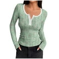 thumbnail image 1 of Levmjia Womens Tops Long Sleeve Cotton Slim Round Neck Casual Shirt Blouse Solid Color Basic Fitted Work Office Daily Comfortable Breathable Travel Home, 1 of 6