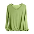 thumbnail image 1 of Levmjia Womens Tops Long Sleeve V Neck Cotton Blouse Solid Color Casual Shirt Fitted Office Work Holiday Travel Home Relax Breathable Comfort Soft Stretchy Trendy Fall Spring All Season Outfit, 1 of 5