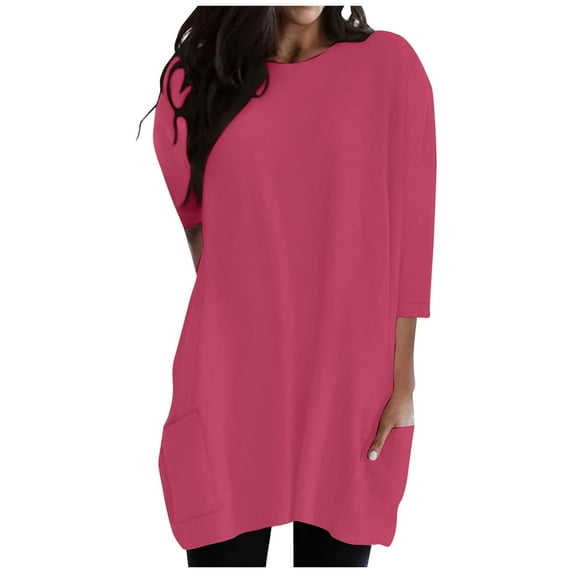 Levmjia Womens Tops Round Neck Long Sleeve Cotton Casual Blouse Solid Color Basic Shirt Comfortable Breathable Work Office Travel Everyday Wear Loose Fit All Season Fashion