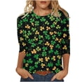 thumbnail image 1 of Levmjia Womens Tops Round Neck St Patricks Day 3/4 Sleeve Printed T Shirt Loose Fit Casual Blouse Soft Comfortable Holiday Graphic Vacation, 1 of 5