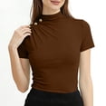 thumbnail image 1 of Levmjia Womens Tops Short Sleeve Round Neck Blouse Casual Lightweight Soft Comfortable Summer Shirt Elegant Solid Color Pullover, 1 of 6
