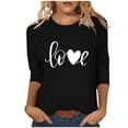 thumbnail image 1 of Levmjia Womens Tops Sweatshirts Valentine Print Solid Color Round Neck Loose Long Sleeve T-Shirt Breathable Comfortable Holiday Work Commute Home Casual Wear, 1 of 5