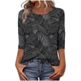 thumbnail image 1 of Levmjia Womens Tops Vintage Boho Floral Printed 3/4 Sleeve T Shirt Loose Casual Round Neck Blouse Pullover Polyester Comfortable All Season, 1 of 7