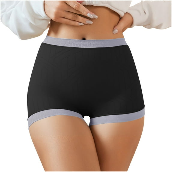 Levmjia Womens Underpants Sports Cotton Seamless High Waist Solid Color No Show Panties Breathable Comfortable Everyday Wear Plus Size Safety Pants
