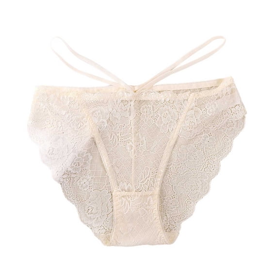 Levmjia Womens Underpants Thread Low Rise Briefs Lace Cute Solid Color Breathable Comfortable No Show Panties For Everyday Wear With Bow Design