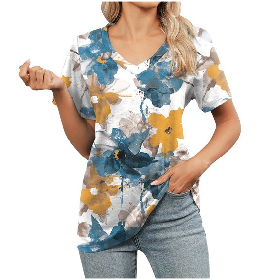 Levmjia Womens V Neck Tops Short Sleeve Casual Basic Solid Color Cotton Slim Fit Summer Tshirt Work Vacation Yoga Multi Color Options