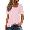 thumbnail image 1 of Levmjia Womens V Neck Tops Short Sleeve Casual Basic Solid Color Summer Blouse Cotton Slim Fit Stretchy Comfortable Work Vacation Yoga Multi Colors, 1 of 4