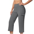 thumbnail image 1 of Levmjia Womens Yoga Pants 3/4 Length Workout High Waisted Leggings with Pockets Button Detail Soft Stretchy Polyester for Exercise Gym Running Casual Wear, 1 of 6
