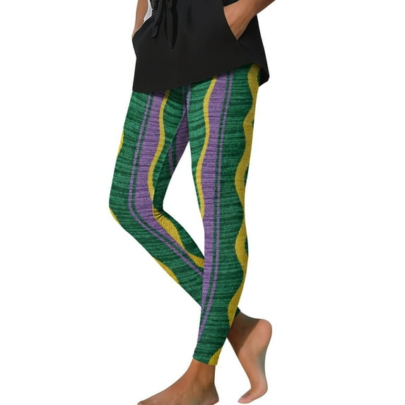 Levmjia Womens Yoga Pants Fashion Carnival Print Leggings High Waist Tummy Control Workout Running Sports Fitness Stretch Soft Breathable Fabric Casual Wear