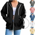 thumbnail image 1 of Levmjia Womens Zip Up Hoodies Long Sleeve Oversized Sweatshirts Y2K Polyester Jacket with Pockets 2025 Fall Fashion Clothes Pink,L, 1 of 9
