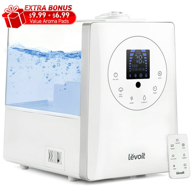 Levoit 6L 753 sq ft Warm and Cool Mist Humidifier, Vaporizer, White
