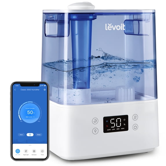 Levoit Cool Mist Humidifier for Room, Smart Top Fill with Nightlight, 6L, LUH-A601S-BUSR,Blue