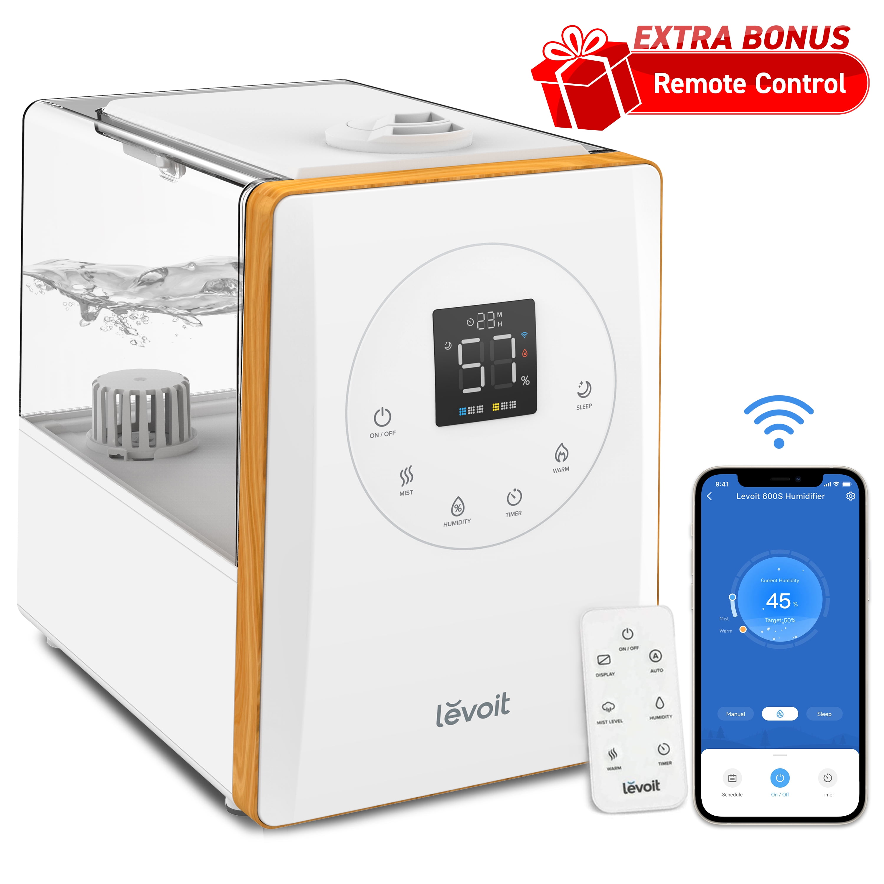 Levoit Smart Warm and Cool Mist Humidifier for Room, 6L Top Fill Air  Vaporizer for Large Rooms, LV600s, White 