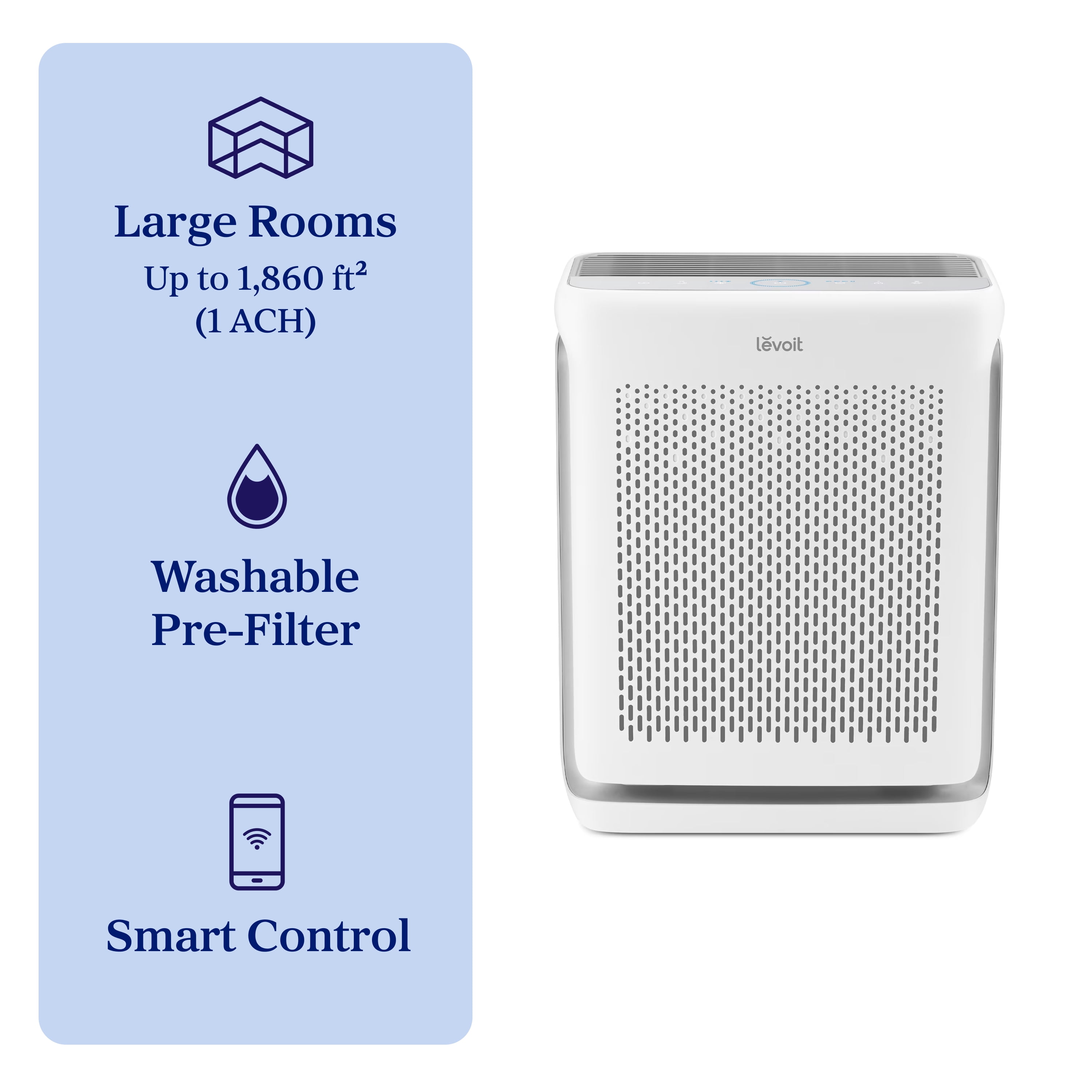 Levoit Vital 200S-P 1860 Sq Ft 3-Stage Filtration Air Purifier for Home, Pet Mode for Pet Hair & Dander Control, Sleep Mode, White Gray