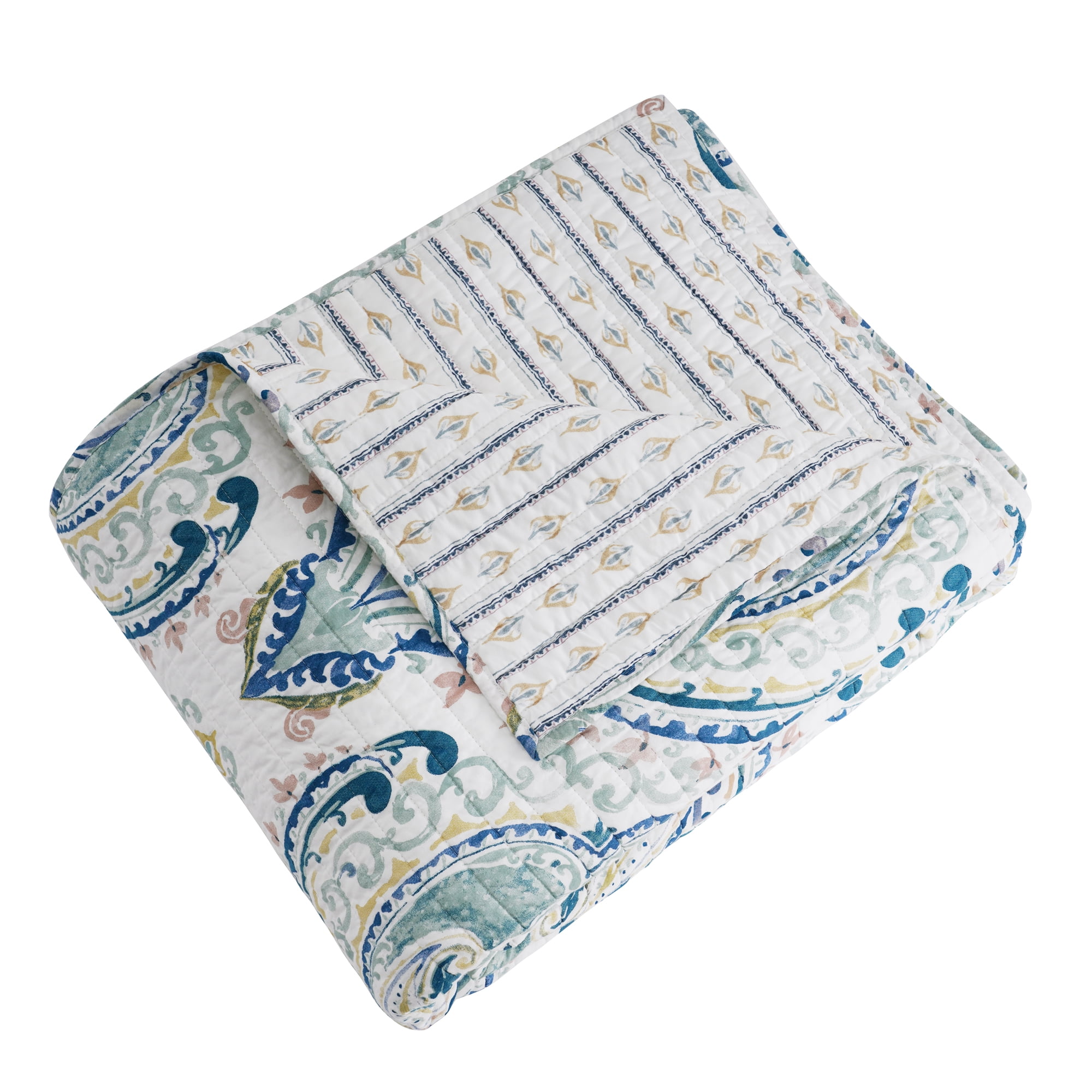 Alita Multicolor Cotton Reversible Quilted Throw 50x60