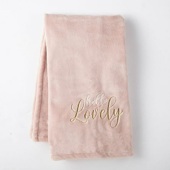 Levtex Baby - Fiori Plush Blanket - Embroidered - Pink Plush - Nursery Accessories - Blanket Size: 30 x 40 in.
