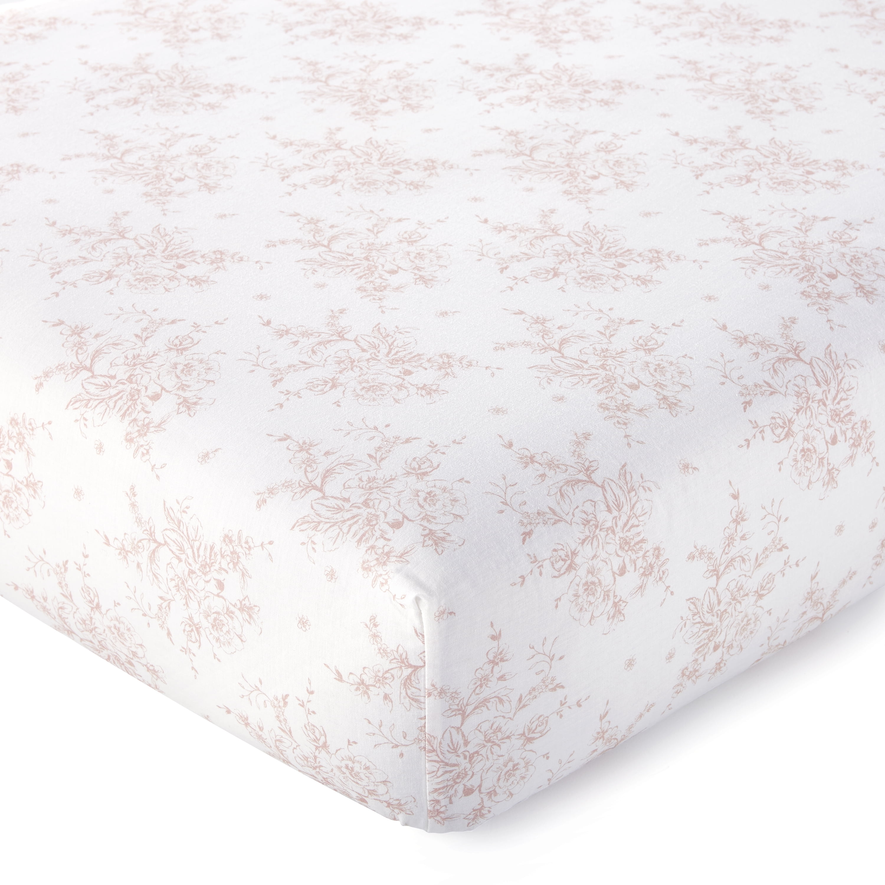 Levtex Baby - Heritage Crib Fitted Sheet - Fits Standard Crib and Toddler Mattress - Floral - Blush and White - Nursery Accessories - 100% Cotton