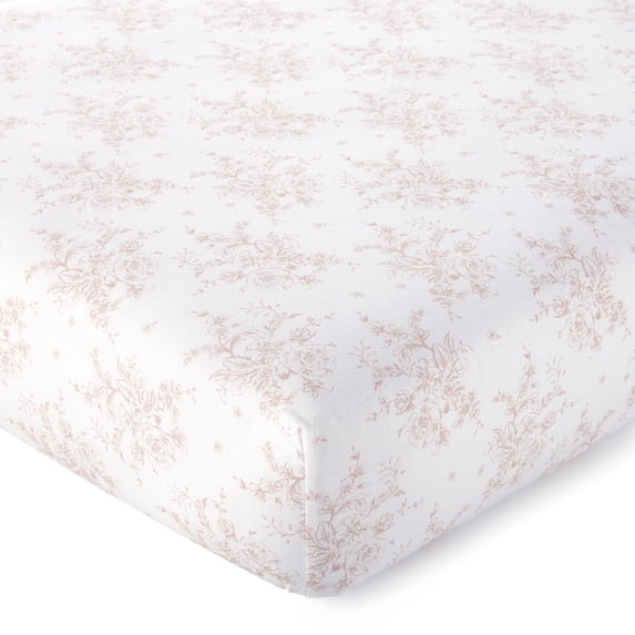 Levtex Baby - Heritage Crib Fitted Sheet - Fits Standard Crib and Toddler Mattress - Floral - Blush and White - Nursery Accessories - 100% Cotton