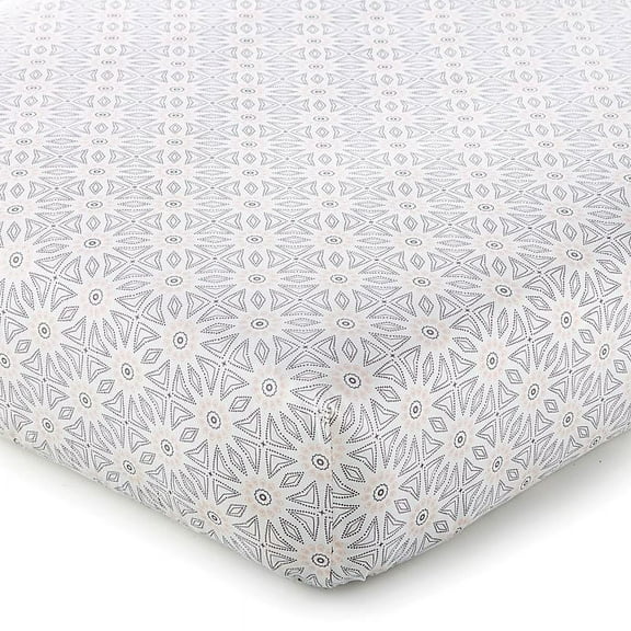 Levtex Home Imani Crib Fitted White Medallions Bed Sheet, 100% Cotton – Gentle on Baby's Skin