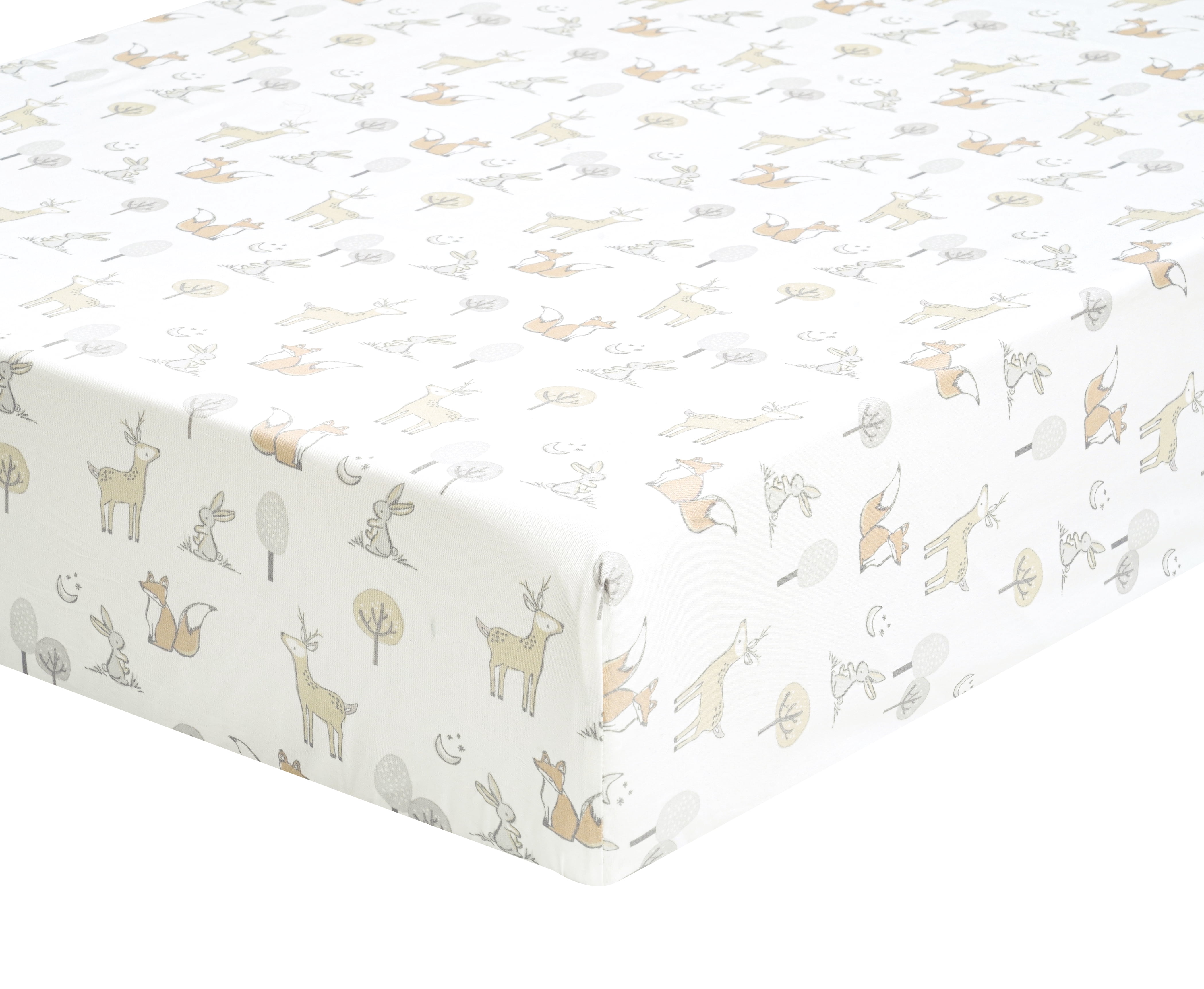Levtex Baby - Mills Waffle Crib Fitted Sheet - Fits Standard Crib and Toddler Mattress - Forest Animals - Taupe, Grey and White - Nursery Accessories - 100% Cotton