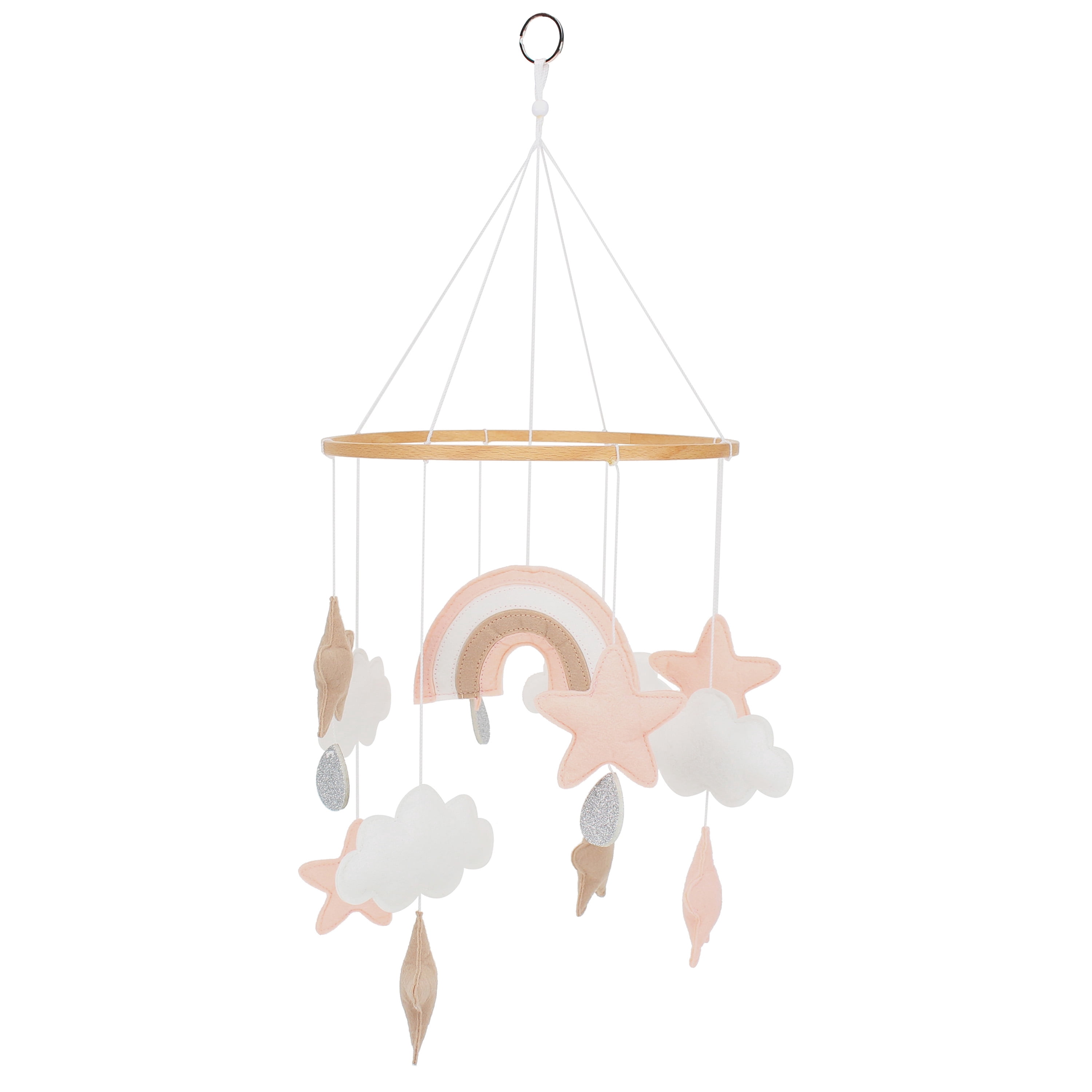 Levtex Baby - Over The Rainbow Baby Ceiling Hanging - Rainbows, Clouds and Stars - Pink, Taupe, White, Blush - Nursery Accessories