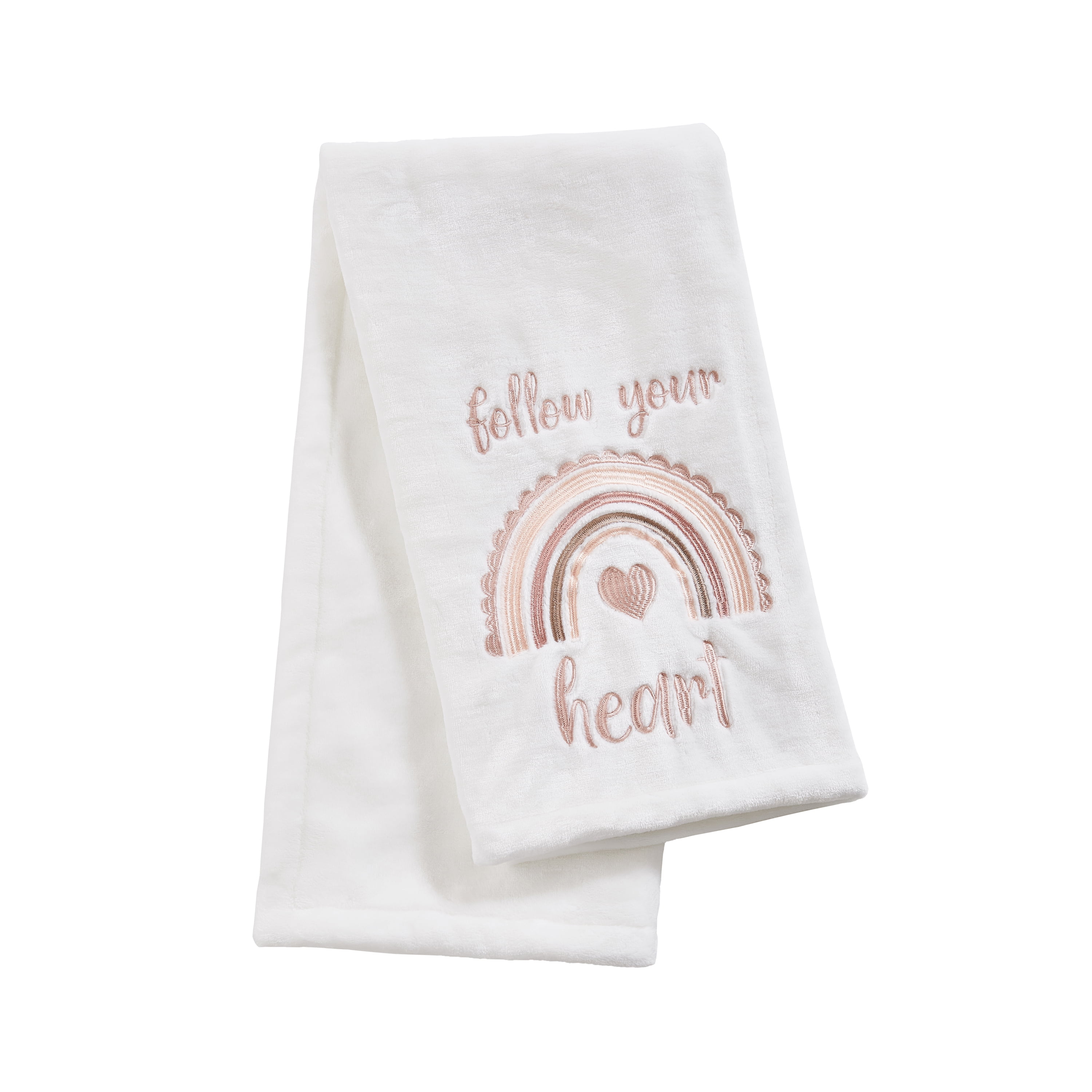 Levtex Baby - Over The Rainbow Plush Blanket - Blush, White, and Pink - Nursery Accessories - Blanket Size: 30 x 40 in.