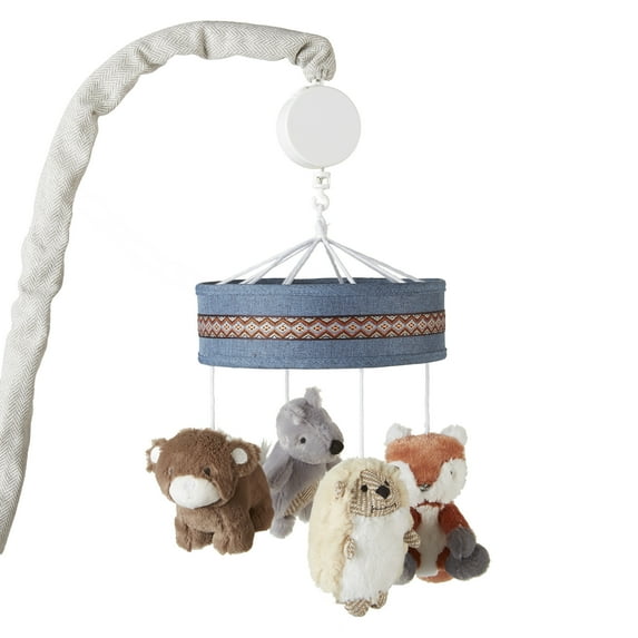 Levtex Baby - Play Day Musical Rotating Baby Crib Mobile - Bear, fox, - Grey, Tan, Cream - Nursery Accessories