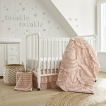 Levtex Baby - Skylar Crib Bed Set - Baby Nursery Set - Blush - fancy frills - 4 Piece Set Includes Quilt, Fitted Sheet, Wall Decal & Crib Skirt/Dust Ruffle