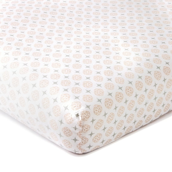 Levtex Baby - Skylar Crib Fitted Sheet - Fits Standard Crib and Toddler Mattress - Coin Medallion - Blush - Nursery Accessories - 100% Cotton