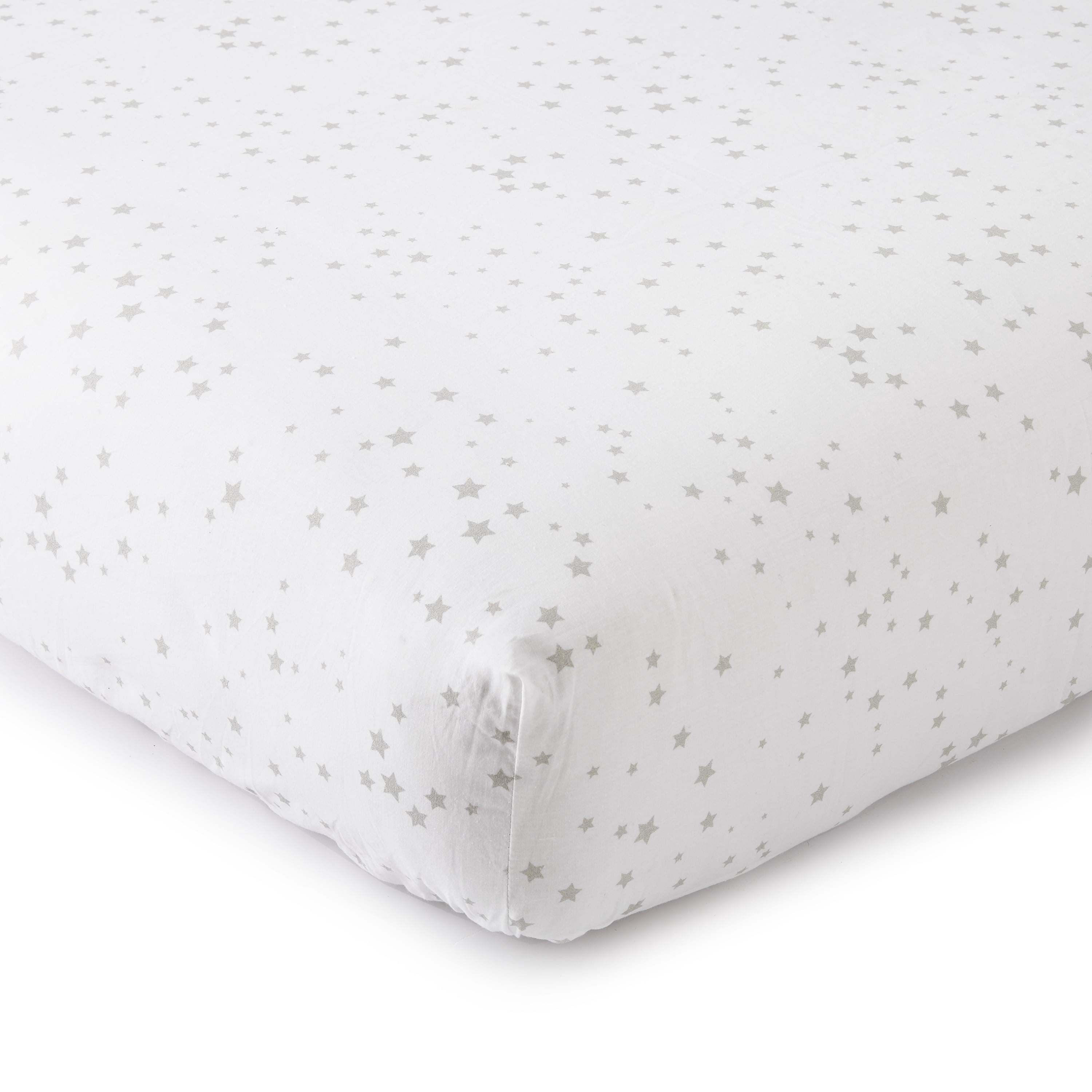 Levtex Baby - Skylar Crib Fitted Sheet - Fits Standard Crib and Toddler Mattress - Stars - Grey and White - Nursery Accessories - 100% Cotton