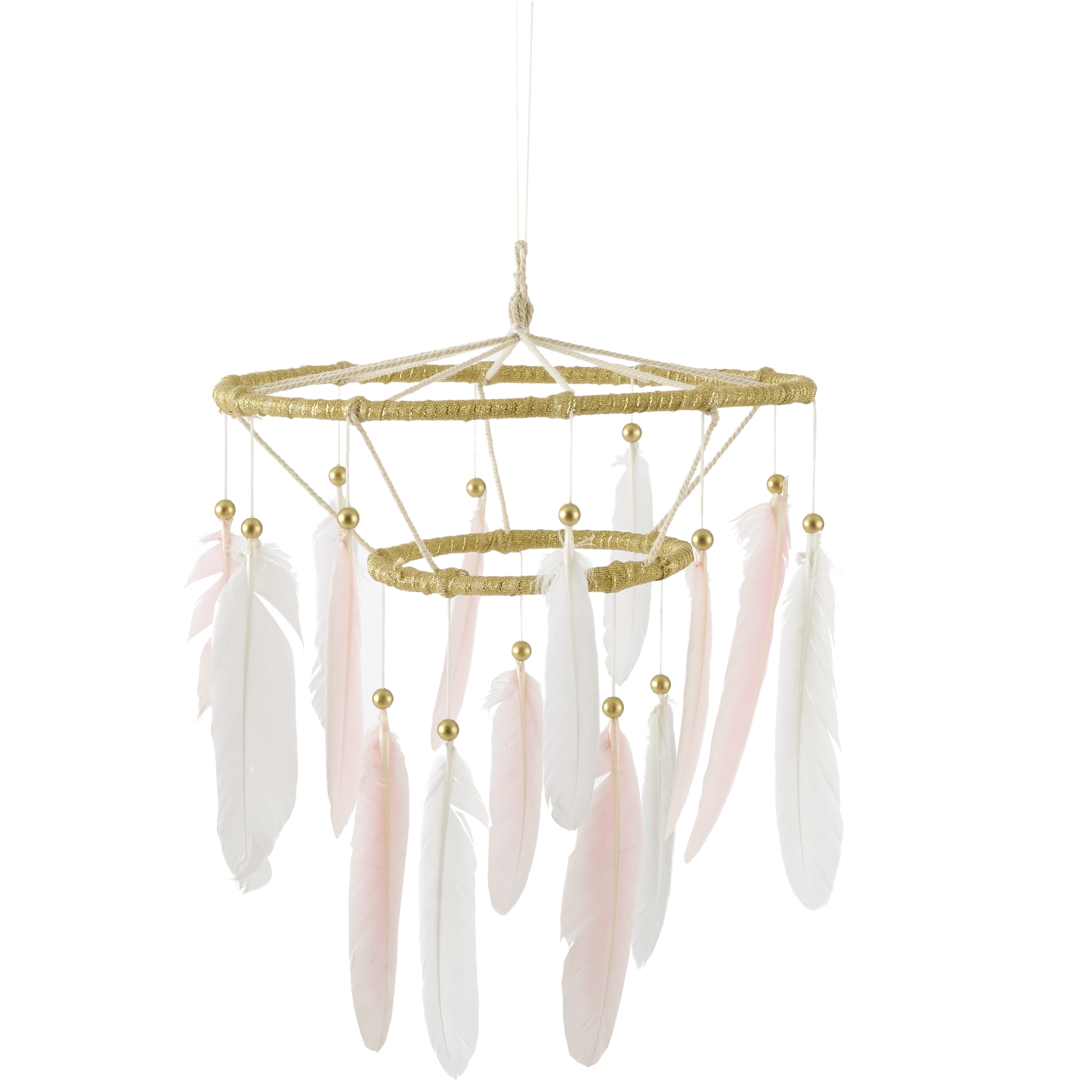 Levtex Baby - Skylar Baby Ceiling Hanger - Feathers - White, Blush, Gold - Nursery Accessories