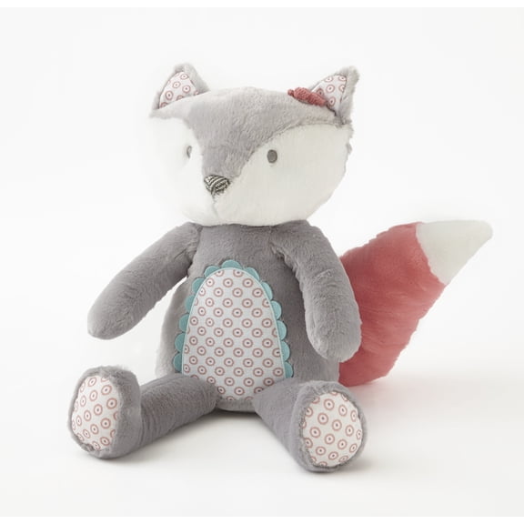 Levtex Baby - Fiona Stuffed Toy -  Fox - Grey, White, Pink, and Teal  -  Nursery Accessories - Size:  5 x 20 in.