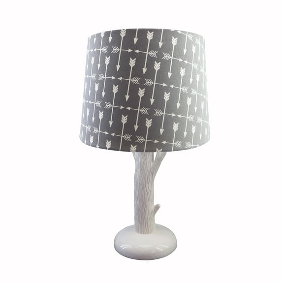 Levtex Baby - Trail Mix Table Lamp and Shade - White Tree with Grey Shade Lamp - Nursery Accessories - Measurements: 16 in. high and 8 in. diameter