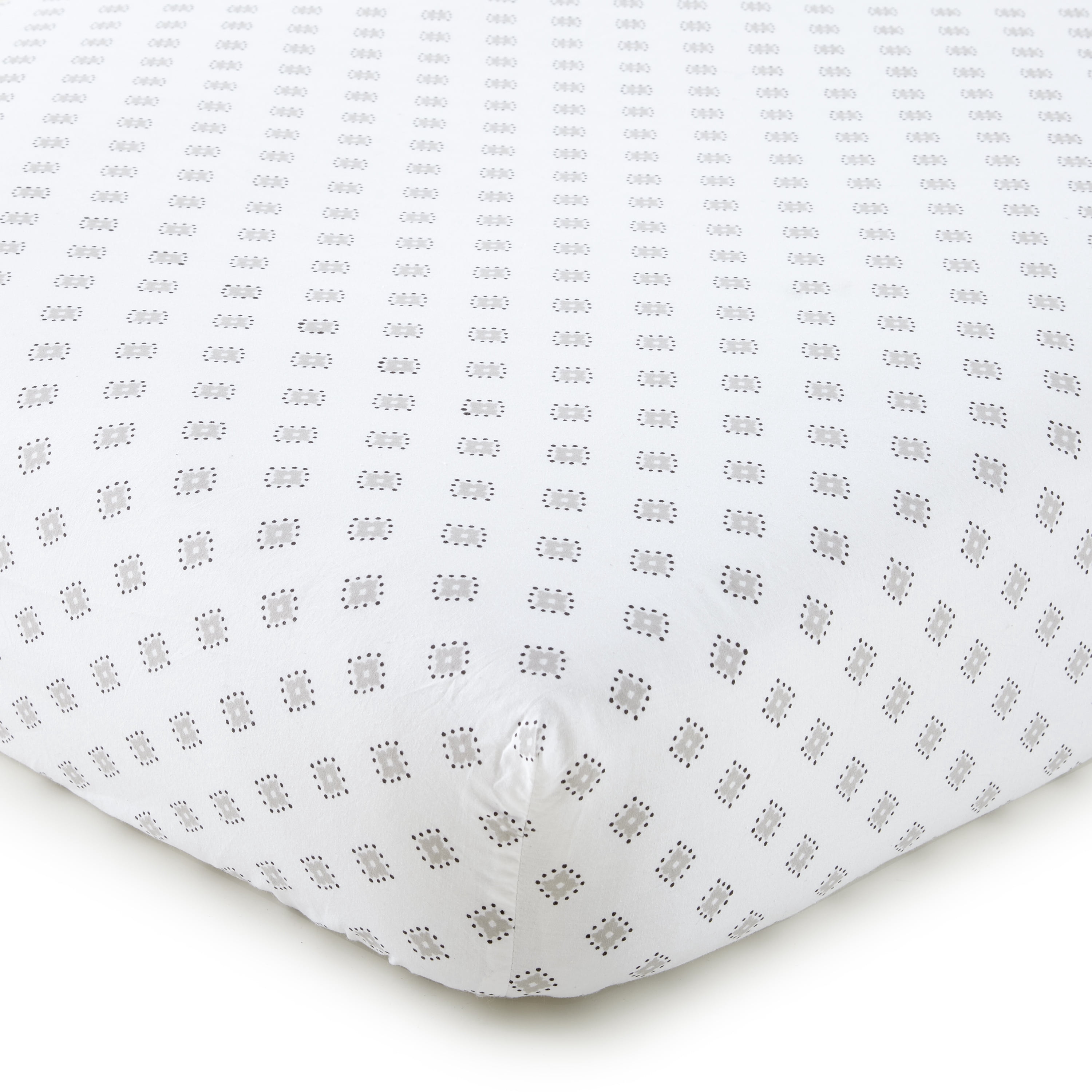 Levtex Baby - Willow Crib Fitted Sheet - Fits Standard Crib and Toddler Mattress - Medallion Pattern - Grey and White - Nursery Accessories - 100% Cotton